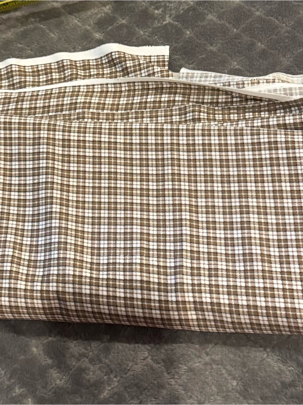 Brown and White Plaid Fabric Panel